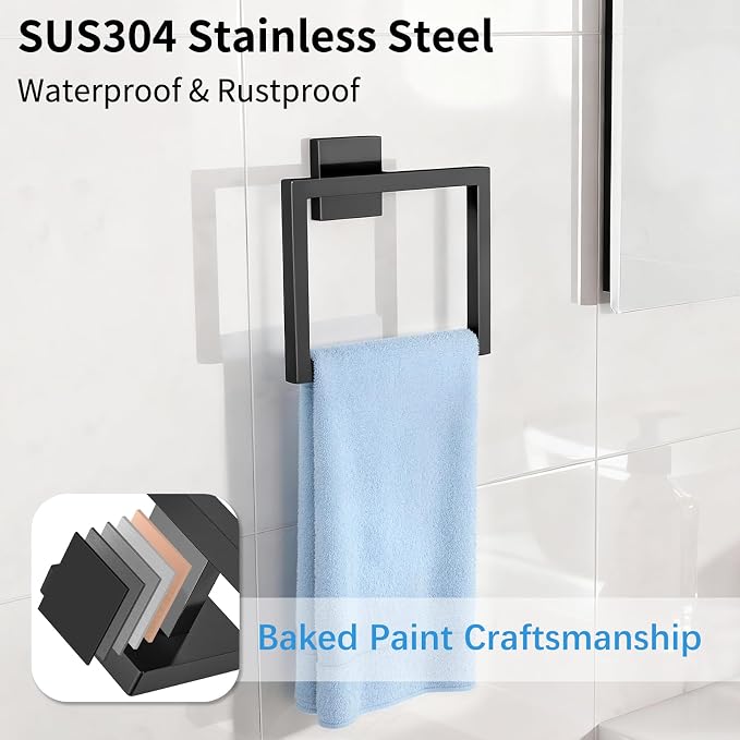 Gypie 10-Piece Bathroom Accessories Set 24In Towel Racks for Bathroom Wall Mounted Stainless Steel Large Family Modern Matte Black