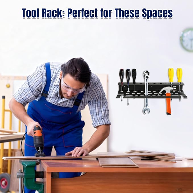 Screwdriver Organizer Wall Mount for Pliers, Screwdrivers, Garage Workshop Storage, Stores up to 43 Pliers or Small Tools, Ideal Gift for Men