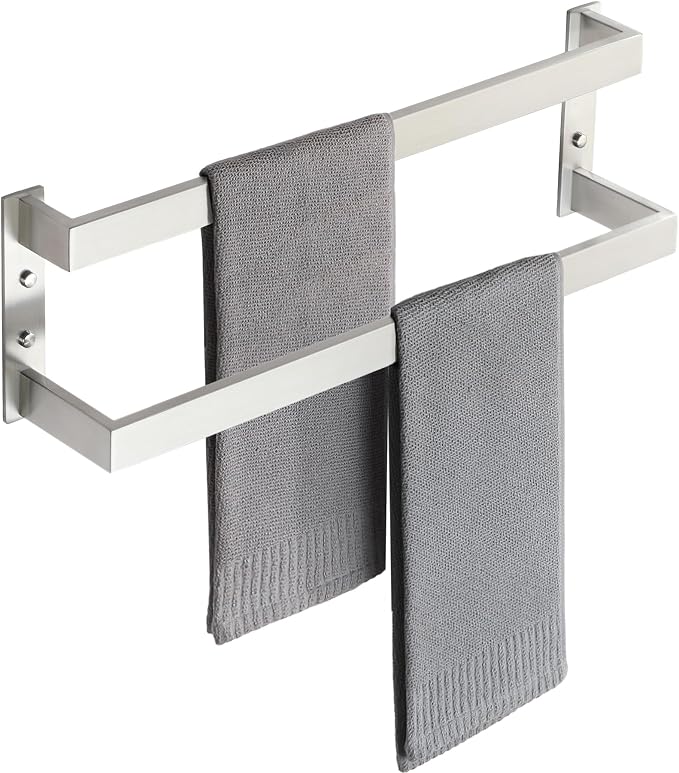Alise Double Towel Bar, 20" Double Towel Racks for Bathroom, Brushed Nickel | SUS304 Stainless Steel Bathroom Towel Rack Wall Mounted, 3.54" Wide Towel Holder Quick Drying, Ladder Design