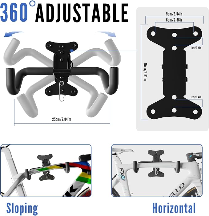 Bicycle Wall Mount Bike Rack Garage Wall Mount Bike Hooks Garage | Bike Storage Rack for Indoor Home Horizontal Bicycle Wall Hanger Heavy Duty Metal Bike Holder for Road Mountain