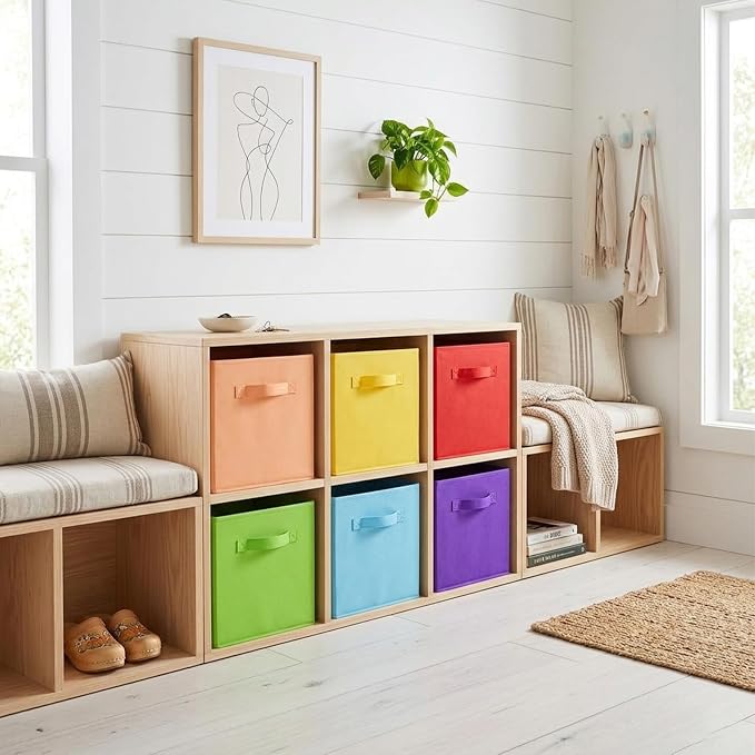 ShellKingdom Storage Bins, Foldable Fabric Storage Cubes And Cloth Storage | Storage Organizer For Closet And Toys, 10.5x10.5x11 INCH, 6 Pack (Multi Colors)