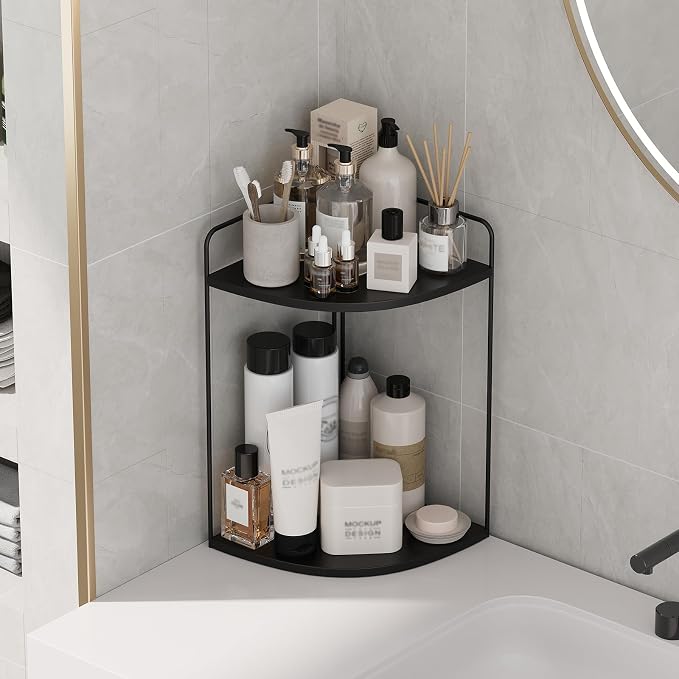 Bathroom Counter Organizer, Vanity & Makeup Countertop Organizer | Corner Bathroom Counter Organizer, Bathroom Sink Organizer, Bathroom Counter Shelf, Countertop Organizer, Corner Desk Shelf