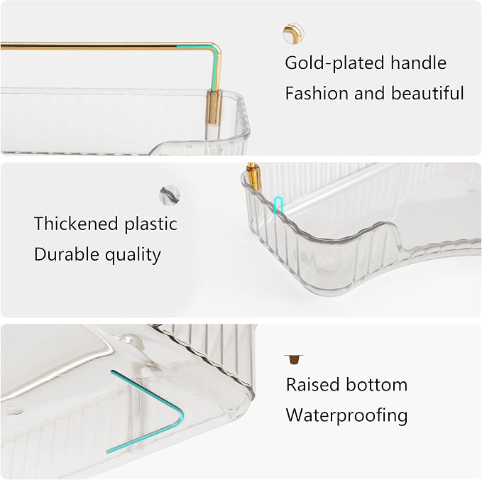 YCIA&DONE Corner Bathroom Counter Organizer, Makeup Organizer for Vanity, Skincare Cosmetic Perfume Tray, Corner Countertop Shelf Rack Storage for Bathroom Kitchen 3 Tiers (Clear White)