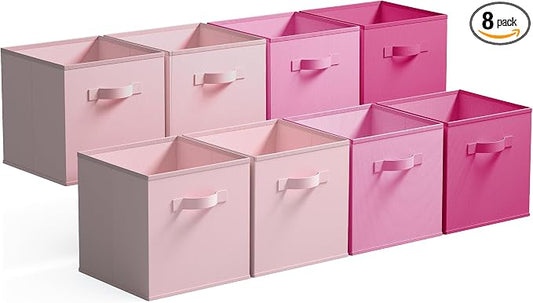 GRANNY SAYS 11 Inch Cube Storage Bins, Cube Storage Organizer, Fabric Collapsible Storage Bins with Handle, Storage Cubes for Shelves, Closet, Pink Gradient, 8-Pack