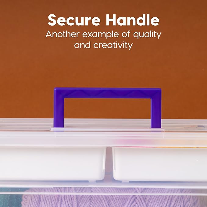 IRIS USA Storage Bins with Lids |Made in USA| 9 Qt - (1-Pack) - Clear | Built-In Handle Tote / 4 Removable Organization Trays / Plastic Containers for Crafts & Art Supplies / Interlocking Latches