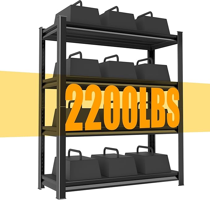 48" W Garage Shelving Heavy Duty, 2200LBS Loads Adjustable Garage Storage Shelves,4-Tier Metal Storage Racks and Shelving Units, Utility Rack Shelves,48" W x 16" D x 63" H,Black