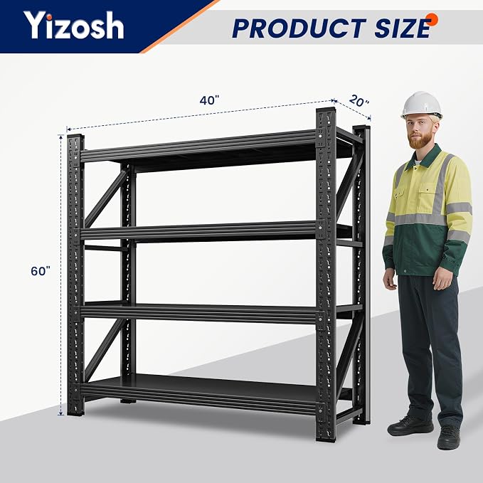 40" W Metal Garage Storage Shelves,Heavy Duty Adjustable Steel Organization Shelving,Utility Rack Shelf,40" W x 20" D x 60" H for Basement,Warehouse,Industrial