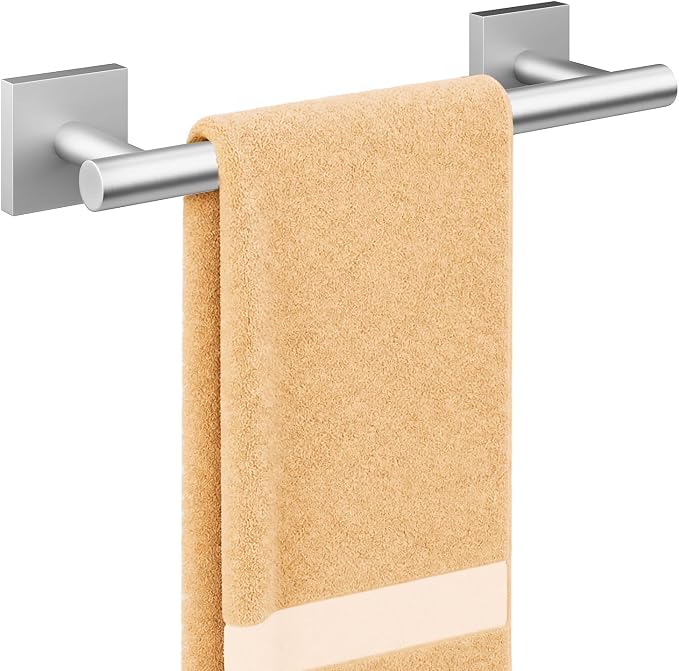 Brushed Nickel Hand Towel Bar, 9 Inch Towel Racks for Bathroom | Thicken 304 Stainless Steel Towel Holder with Square Base, Towel Rod Wall Mounted, Modern Home Decor (Total Length 11 Inch)