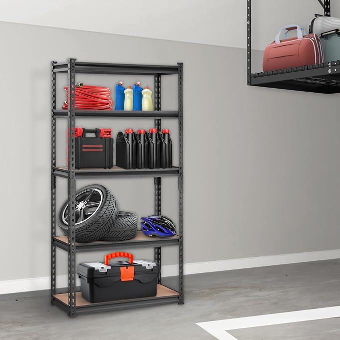 VEVOR Storage Shelves 5-Tier Adjustable 2000 lbs 30"x12"x60" Shelving Unit | Heavy Duty Garage Storage Metal Utility Rack Shelf for Kitchen, Pantry, Basement, Bathroom, Laundry, Living Room, Warehouse