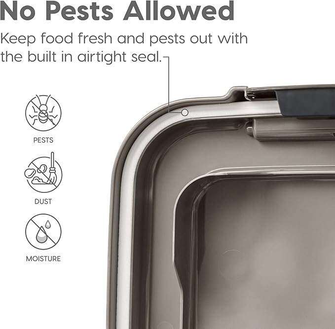 IRIS USA Airtight Dog Food Storage Container Combo, 30 lb & 11 lb Bin | Stackable food storage system includes scoop and wheels to keep kibble, treats, and pet food fresh and organized.