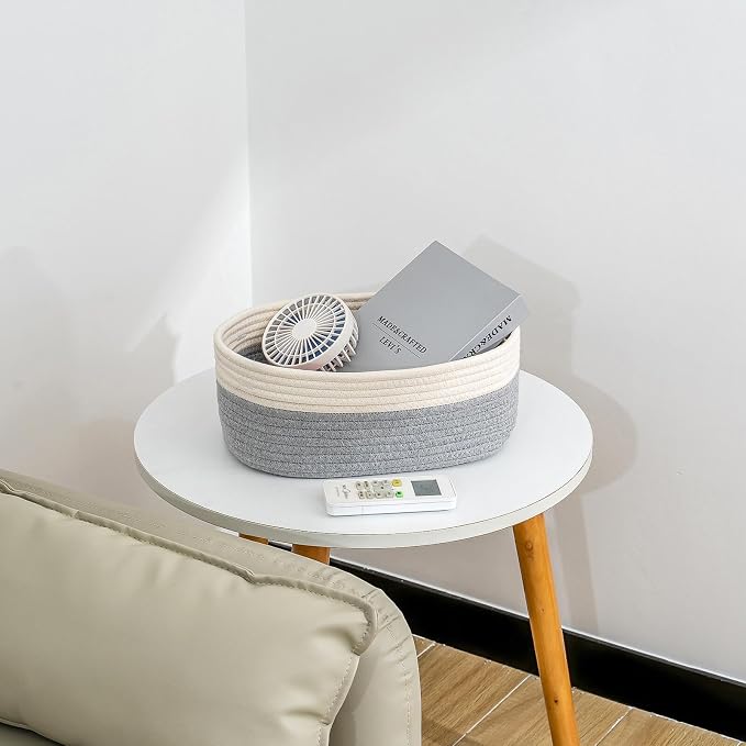 CubesLand Cube Shelf Storage Baskets for Organizing | Woven Closet Bins Shelves Toy Basket Box Nursery Baby 2 Packs Organization Off White/Light Gray