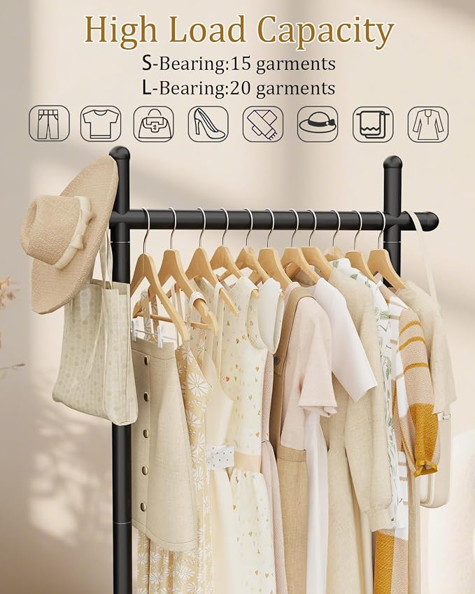 Industrial Clothes Racks,Metal Garment Trees,68.9in,Black,Small | Coat Racks Freestanding with Natural Patterned Bottom Plate,Easy to Clean Coat Hangers for Home,Clothing Stands for Office