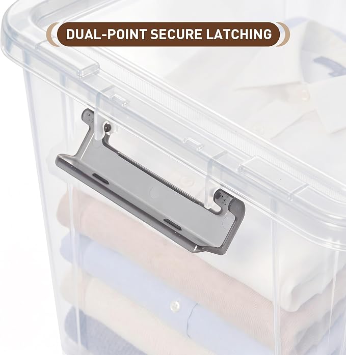 Citylife 58.1 QT Plastic Storage Bins with Latching Lids Stackable Storage Containers for Organizing Large Clear Storage Box for Garage, Closet, Kitchen, 4 Packs