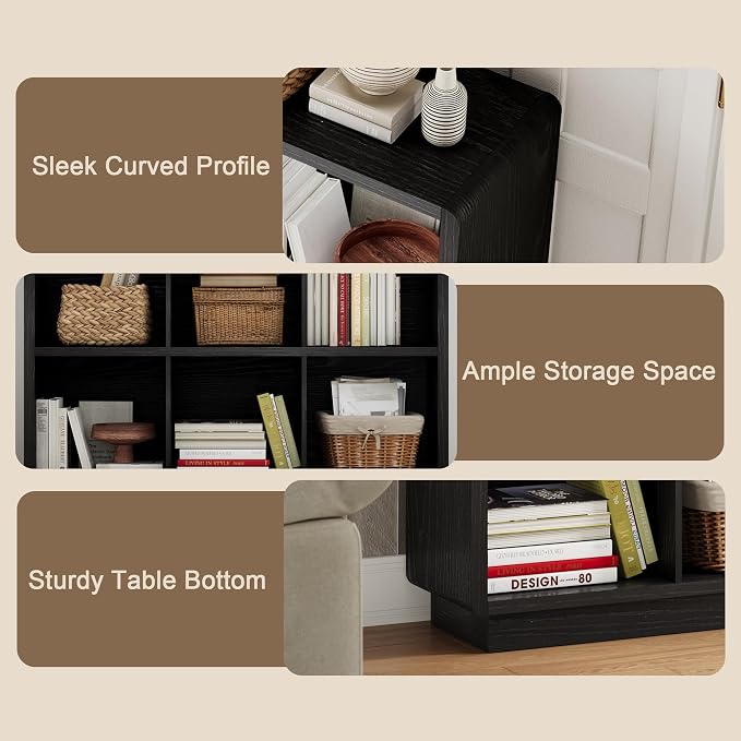 ChooChoo 6 Cube Storage Organizer, Wooden Bookcase with Storage | Cube Storage Bookshelf for Bedroom and Home Office, Black
