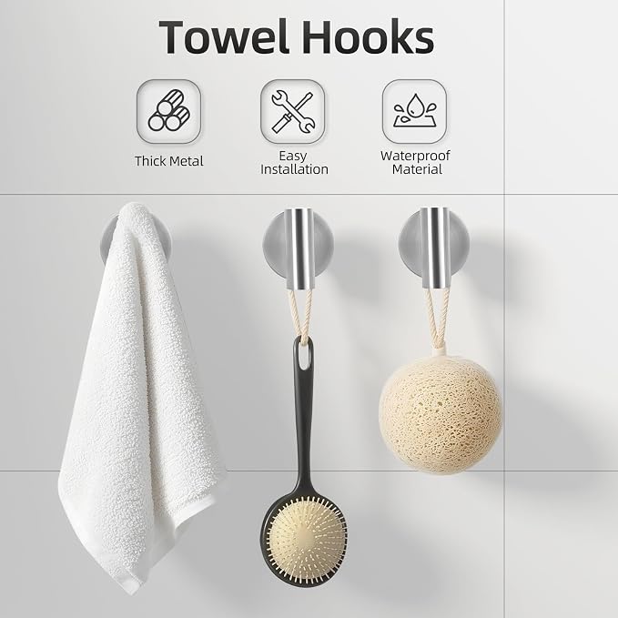 Brushed Nickel Bathroom Hardware Set 10 Pieces, Bathroom Towel Rack Holder Set Wall Mounted, SUS304 Stainless Steel Towel Bar Set - 16 Inch Towel Bar, Toilet Paper Holder, Towel Hooks, Towel Ring