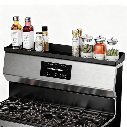 Foeacry 30" Magnetic Stove Top Shelf - Stainless Steel Magnetic Spice organizer for above the Over stove shelf kitchen small space solutions