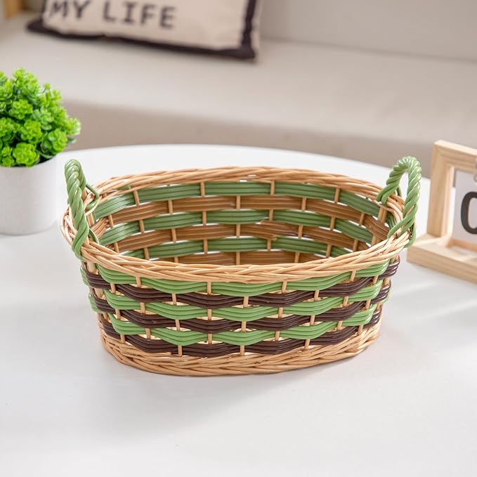 Kingwillow, Storage Basket, Oval-Shaped Woven Willow Basket with Handles, Suitable for Bedrooms, Kitchens, and Wardrobes. (Small Size)