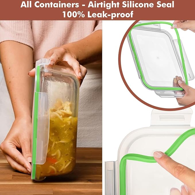 Razab 4 PC 1860ml / 63 Oz / 8 Cups Large Glass Food Storage Containers with Lids - Glass Meal Prep Containers for Roasting & Storing Leftover, Lunch Container with Lids, Microwave & Oven Safe