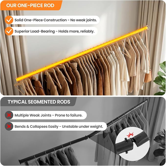 Heavy Duty Clothes Rack, Rolling Clothing Rack Load 650 LBS for Hanging Clothes with 2 Sturdy Shelves, Metal Garment Rack with Wheels for Bedroom, Laundry Room, Retail Store, Silver