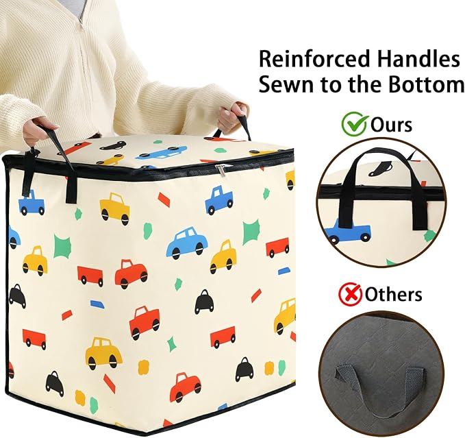 2pcs blanket storage bag for under bed,closet organizers 95L | quilt duvet sweater sheet bedding pillow clothes storage for closet,dorm moving essentials containers with portable handles
