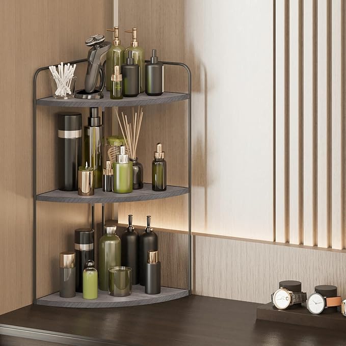 Bathroom Counter Organizer, Vanity & Makeup Countertop Organizer | Corner Bathroom Counter Organizer, Bathroom Sink Organizer, Bathroom Counter Shelf, Countertop Organizer, Corner Desk Shelf