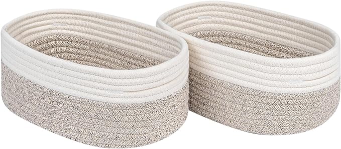 CubesLand Baskets for Shelves Storage,Cube Shelf Closet Storage Bins Set 2 | Long-lasting &Skin-friendly Toy Basket Bin,Stylish Room Decor Basket,Woven Off White/Light Brown