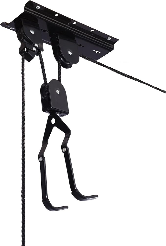 Bike Hanger - Overhead Hoist Pulley System with 100lb Capacity for Bicycles or Ladders - Secure Garage Ceiling Storage by Rad Sportz