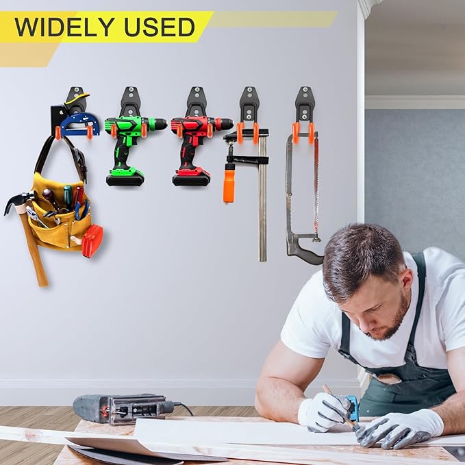 28 Pack Heavy Duty Garage Hooks, Utility Wall Mounted Storage System, with Anti-Slip Coating Hanger, for Hanging Power and Garden Tools, Ladders, Bikes, Ropes and Bulk Items