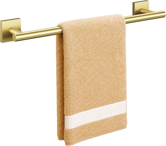 Brushed Gold Towel Bar, 18 Inch Towel Racks for Bathroom | Thicken 304 Stainless Steel Towel Holder with Square Base, Towel Rod Wall Mounted, Modern Home Decor (Total Length 20 Inch)