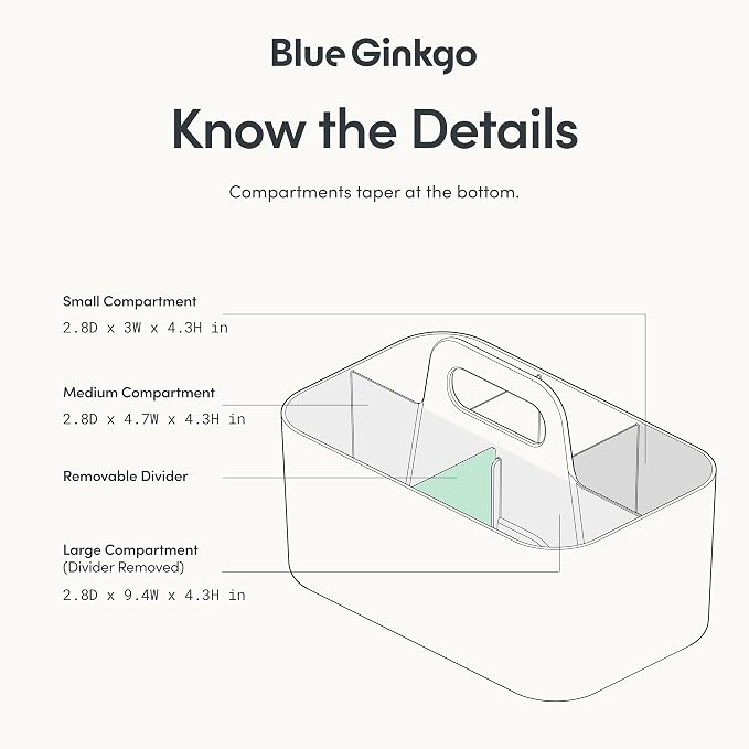 BLUE GINKGO Stackable Organizer Caddy, Rectangle, Green, Made in Korea | Portable. Adjustable. Home, Office & School Storage.