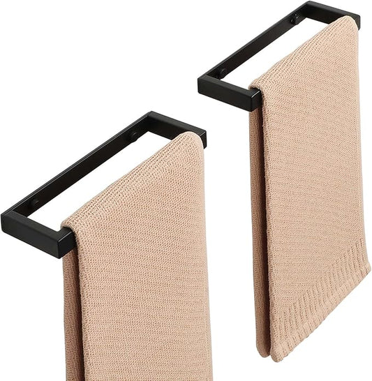 Alise 8'' Hand Towel Holder,Black Towel Bar for Bathroom Wall Mount,2 Pack | Towel Hanger Towel Rack for Bathroom Lavatory,SUS304 Stainless Steel Towel Rail Self Adhesive or Drilling Mount