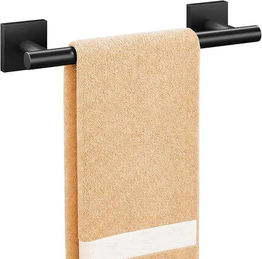 Matte Black Hand Towel Bar, 9 Inch Towel Racks for Bathroom | Thicken 304 Stainless Steel Towel Holder with Square Base, Towel Rod Wall Mounted, Modern Home Decor (Total Length 11 Inch)