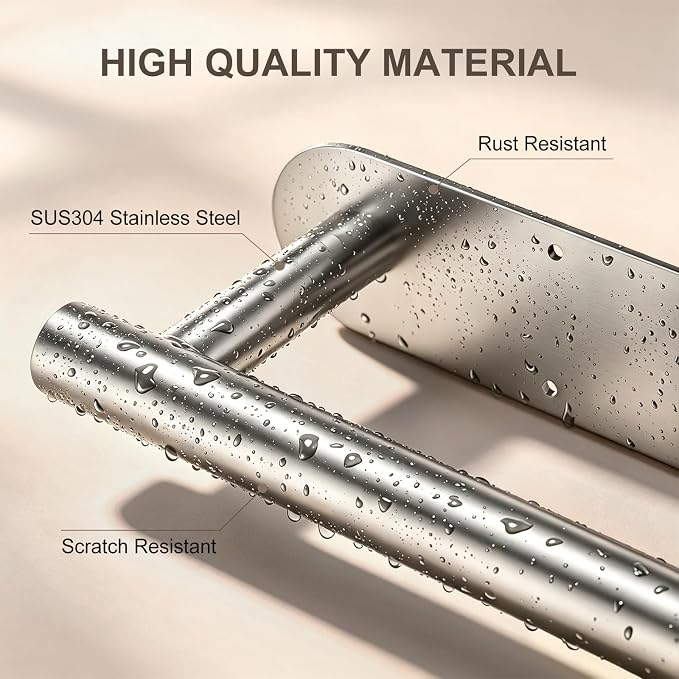 Paper Towel Holder, 2-Pack US304 Stainless Steel Wall Mount Rack, Self-Adhesive No Drilling, Rustproof Space Saving Under Cabinet Mount, Organizer for Kitchen, Bathroom, RV, Pantry (Silver)