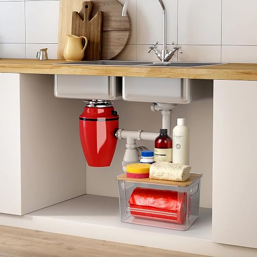 Stackable Trash Bag Dispenser with Wooden Top for Holding 13 to 33 Gallon Large Bag Sizes – Medium Size Garbage Bag Holder with Anti-Slip Base, Trash Bag Dispenser Under Sink (10.8"x6.7"x6" inches)