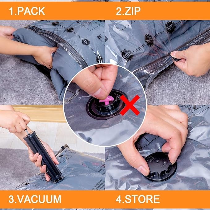 GONGSHI Vacuum Seal Bags for Clothing Travel & Home Storage, Travel Vacuum Bags with Electric Pump,Space Saver for Blankets, Comforters, Pillows, Clothes,28 Combo