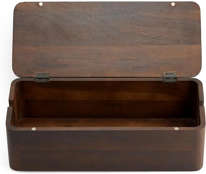 Cable Management Box – Power Strip Organizer – Desk Cord Organizer to Hide Wires & Chargers – Cable Storage Box for Home, Office Desk & Floor Cable Organization (Dark Walnut)