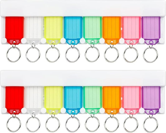 Uniclife 2 Pack Key Tag Rack, Slot Style Wall Mount Key Holder | Plastic Slot-Style Wall Rack Keeps Labeled Keys Organized with Transparent Tough Key Tag Identifiers in 8 Assorted Colors.