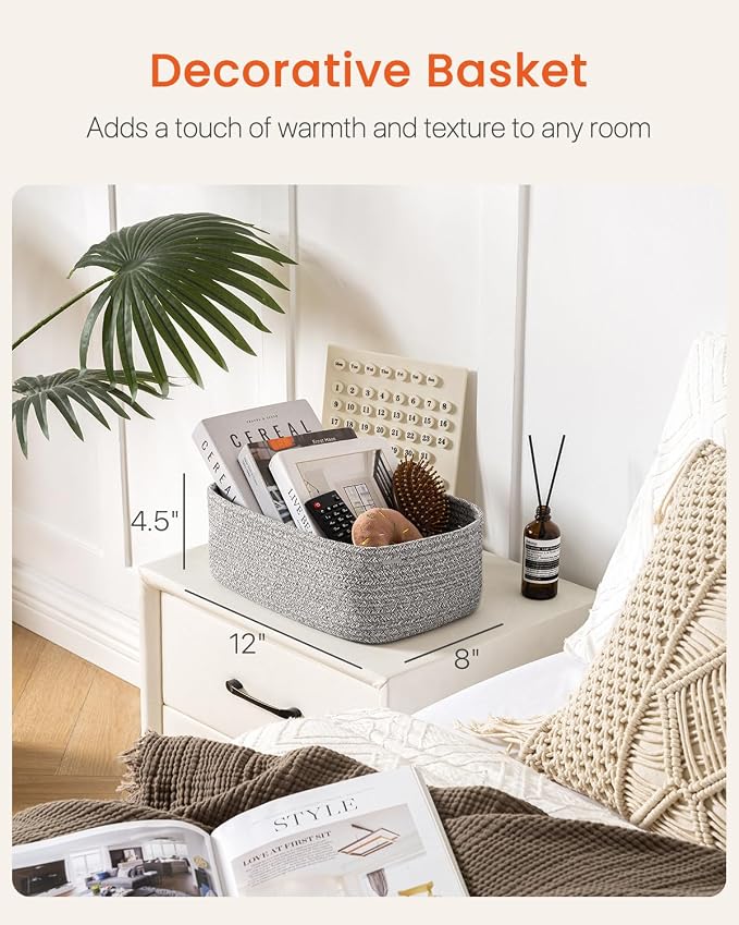 KALLAX Small Woven Storage Basket for Organizing, 12 x 8 x 4.5 inch, 3 Pack | Shelf baskets for closet organization, toy storage and home decor, Perfect as empty gift baskets for holidays, Mixed Grey
