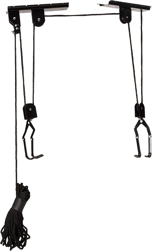 Bike Hanger - Overhead Hoist Pulley System with 100lb Capacity for Bicycles or Ladders - Secure Garage Ceiling Storage by Rad Sportz