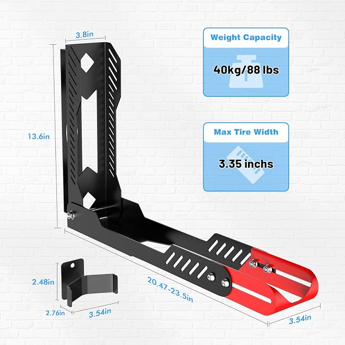 IMAYCC Swivel Bike Wall Mount, No Lift Bike Rack, Holds Up to 88 lbs, Black, 26"D x 5.3"W x 5.3"H
