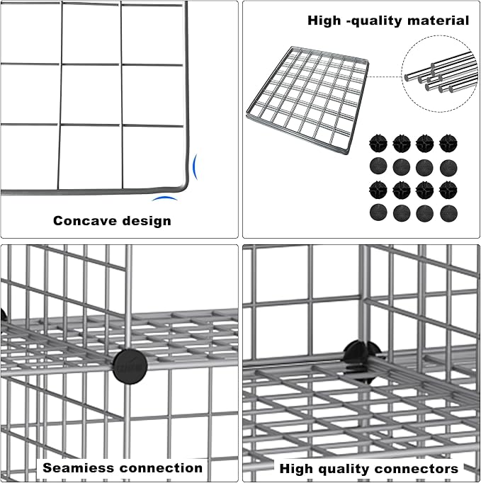 C&AHOME Wire Cube Storage, 12 - Cube Organizer Metal C Grids, Silver Gray | Modular Shelves Units Storage Bins Shelving Bookshelf Shelf Cabinet