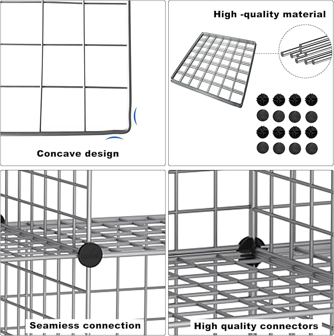 C&AHOME Wire Cube Storage, 9 - Cube Organizer Metal C Grids, Silver Gray | Modular Shelves Units, Closet Organizer, Storage Bins Shelving, Ideal for Home, Office, Living Room