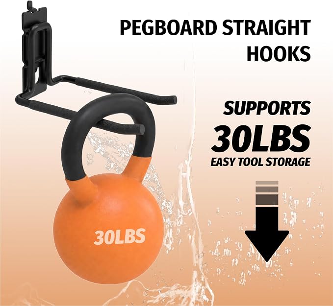 HUHOLE 8 Pack 4 Inch Double Arm Pegboard Hooks for 1/4 Inch Pegboard | Vinyl Coated Tool Holders, 30 lb Steel Hangers for Garage, Workshop, Shed and Workbench Storage
