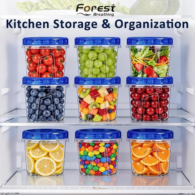 12 Pack 23.5 oz Reusable Freezer Storage Containers with Twist Top Lids Airtight, Leakproof Plastic Soup Freezer Container, Food Storage Containers for Meal Prep Leftover Fruit Microwave Freezer Safe