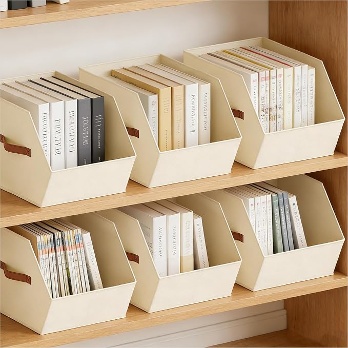 Homsorout Large Closet Storage Cubes - Closet Storage Bins with Dual Handles for Clothes, Towels, Toys, Shelf Organizer Bins for Bedroom, Nursery, Shelves, Small Spaces, Beige, 3 Pack