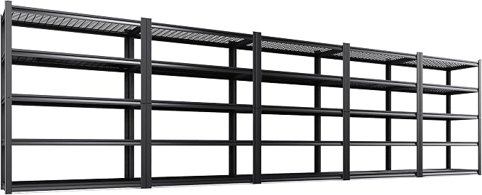 Set of 5 Heavy Duty Garage Shelving 5T Storage Shelves, Adjustable Metal Shelving Unit, Utility Garage Organizer Shelf for Basement, Pantry, Warehouse, Supermarket, 45.6" Wx19.7 Dx78 H