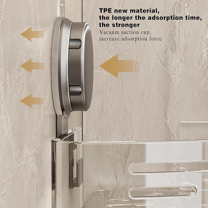 VOLPONE Corner Shower Caddy Suction Cup Shower Shelf Corner No Drilling Bathroom Shower Organizer Storage Rack Adhesive with Towel Bar Hooks (2-Pack,Gray)