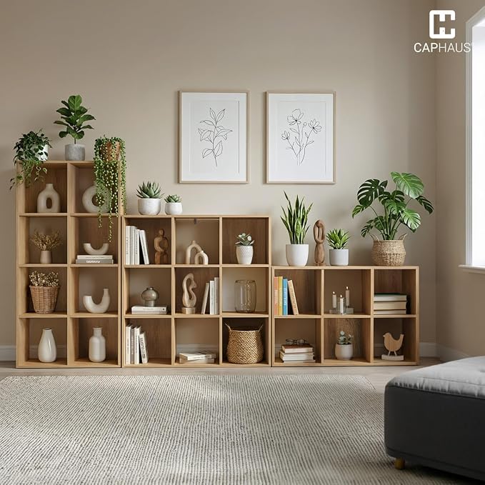 CAPHAUS 8-Cube Storage Organizer Shelf Bookcase, Dark Grey, 11-Inch