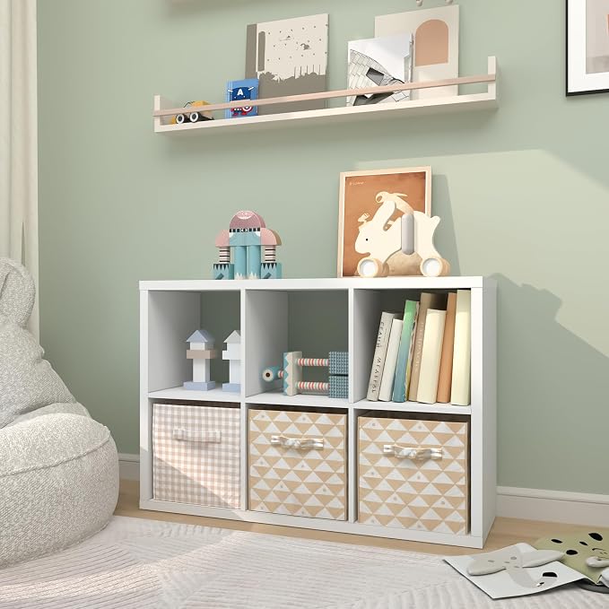 6 Cube Storage Organizer Shelf, White, 11inch | 2026 Wooden Thick Frame, Anti-Tipping Kits, Reversible Open Back Bookcase, Horizontal and Vertical Dual-use