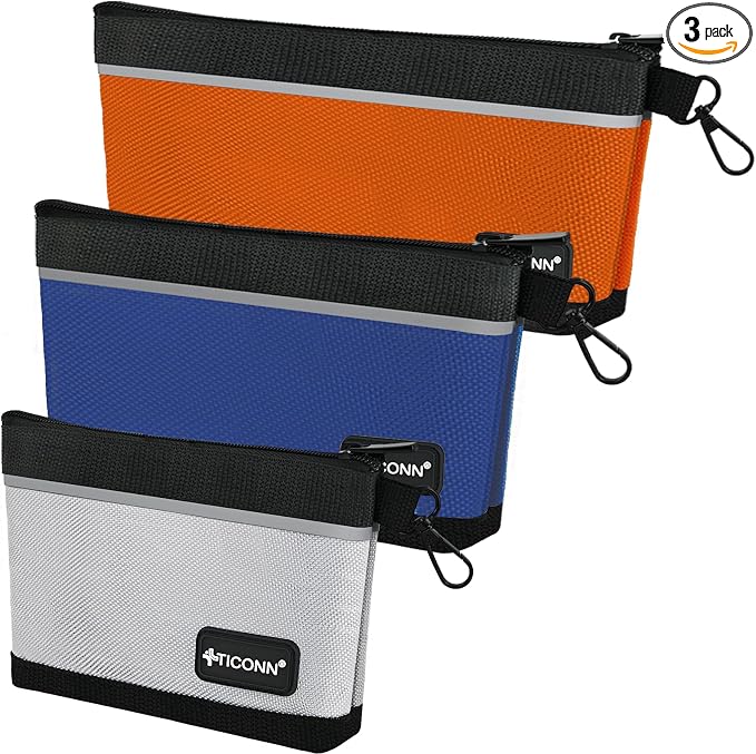 TICONN Tool Pouches with Zipper, 1680D Oxford Small Tool Bags, Waterproof Utility Bag Zipper Pouch for Tool Organizers and Storage (3 Pack Combo)